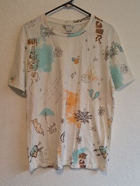 Eleven Paris Sketch Tee in Cream with Teal & Orange Accents